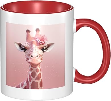 11 OZ Porcelain Coffee Mug with Handle, Giraffe Coffee Cup for Office and Home, Latte Drink Cup for Coffee Tea and Milk, Colorful Inside Ceramic Tea Cups for Men Women Mug Lovers