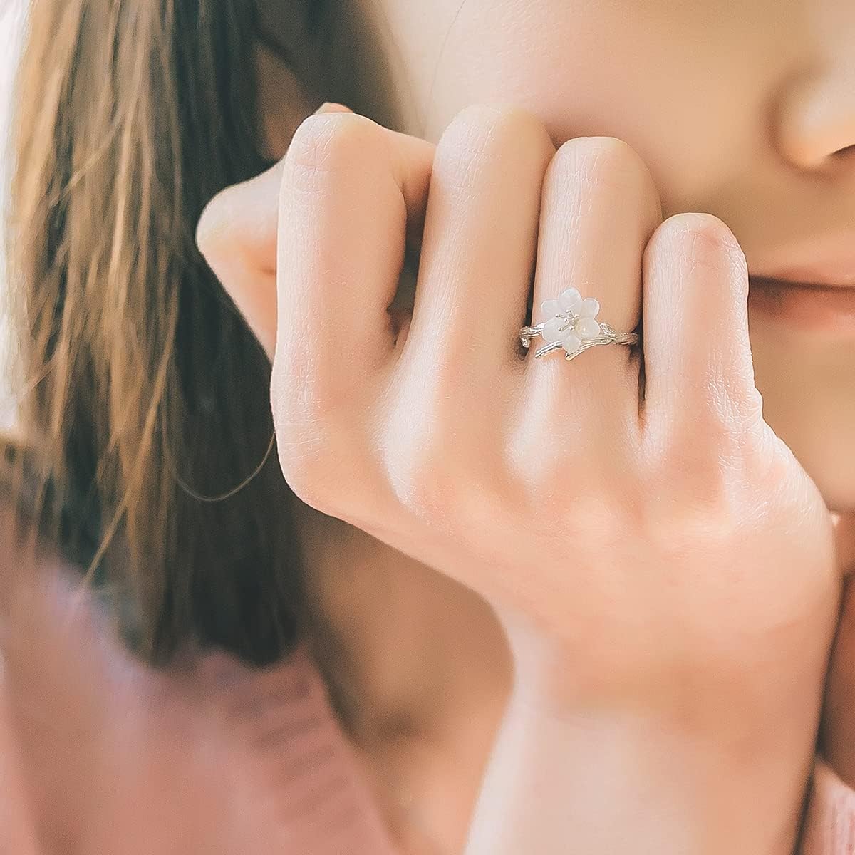 Jewever 925 Sterling Silver Original Sakura Open Tail Ring Adjustable Carving Flower For Women Jewelry Gift