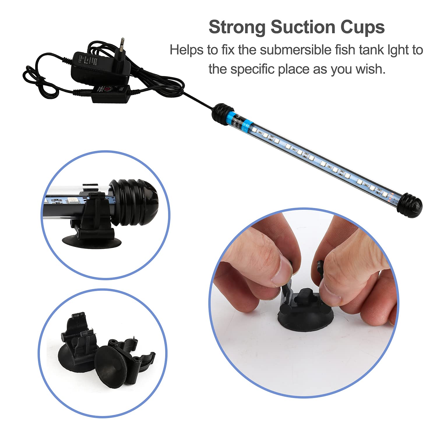 Eclairage Aquarium LED, Lampe LED RGB 62cm pour Aquarium Submersible pour Luminaire Aquarium 6.2w