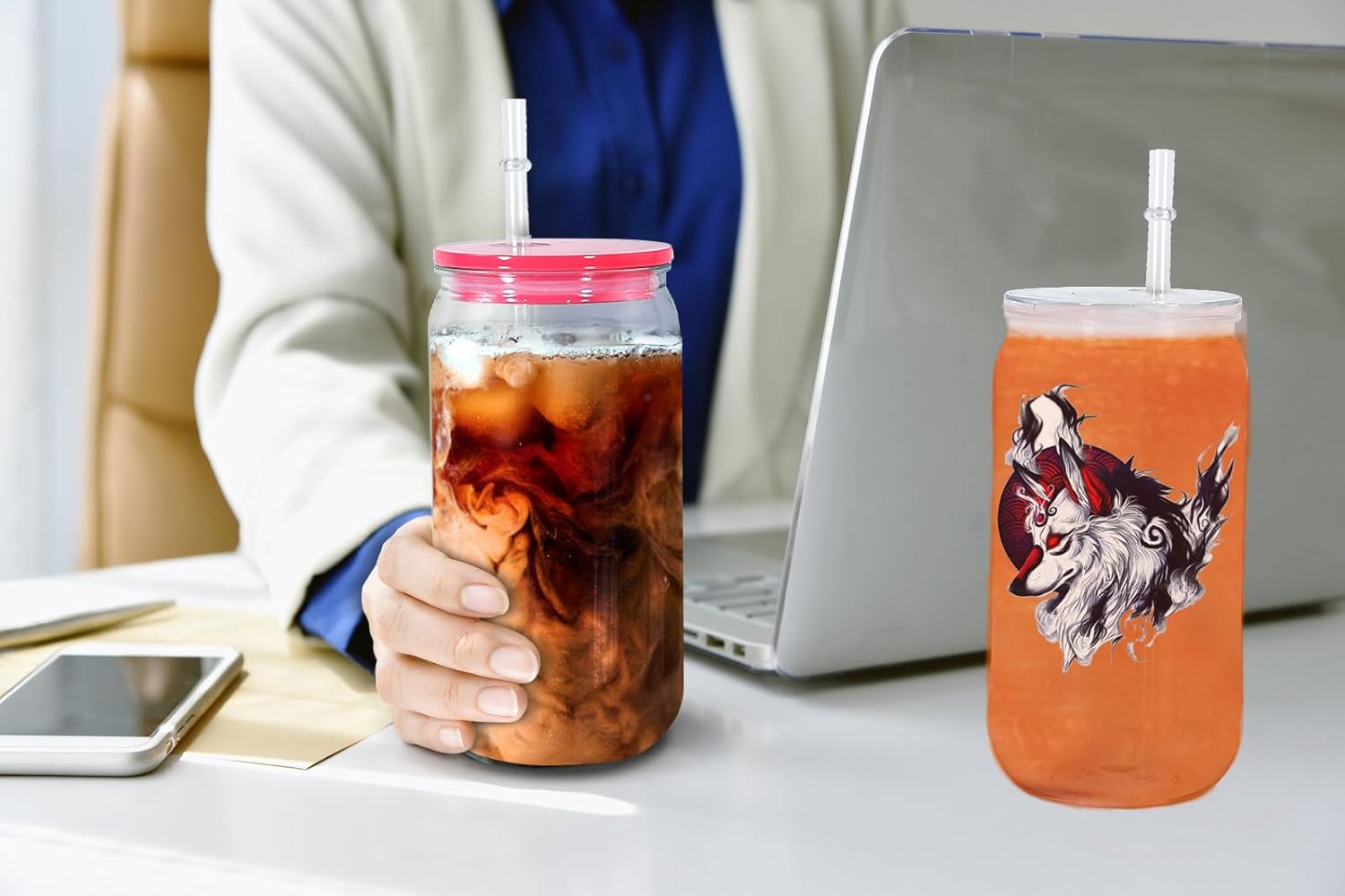 16 oz Acrylic Mason Jar Cups, 50 Pack Clear Plastic Drinking Jars with Colorful Lids and Straws for Water, Beer, Soda, Juice, Mix Colors