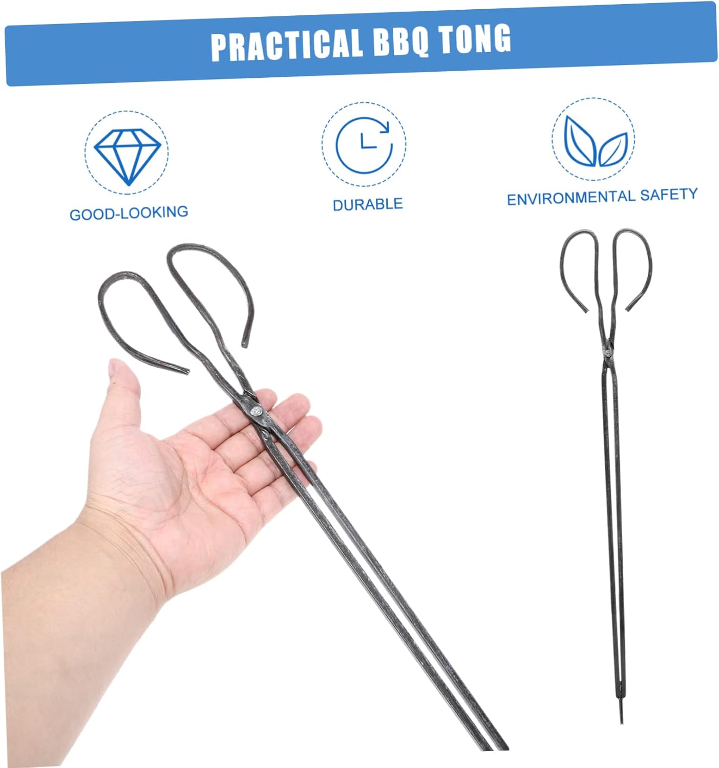 1pc Heavy-duty Charcoal Tong Extended Metal Clamp for Barbecue and Fireplace Use Safe Firewood Grabber Tongs for Cooking and Outdoor Grilling