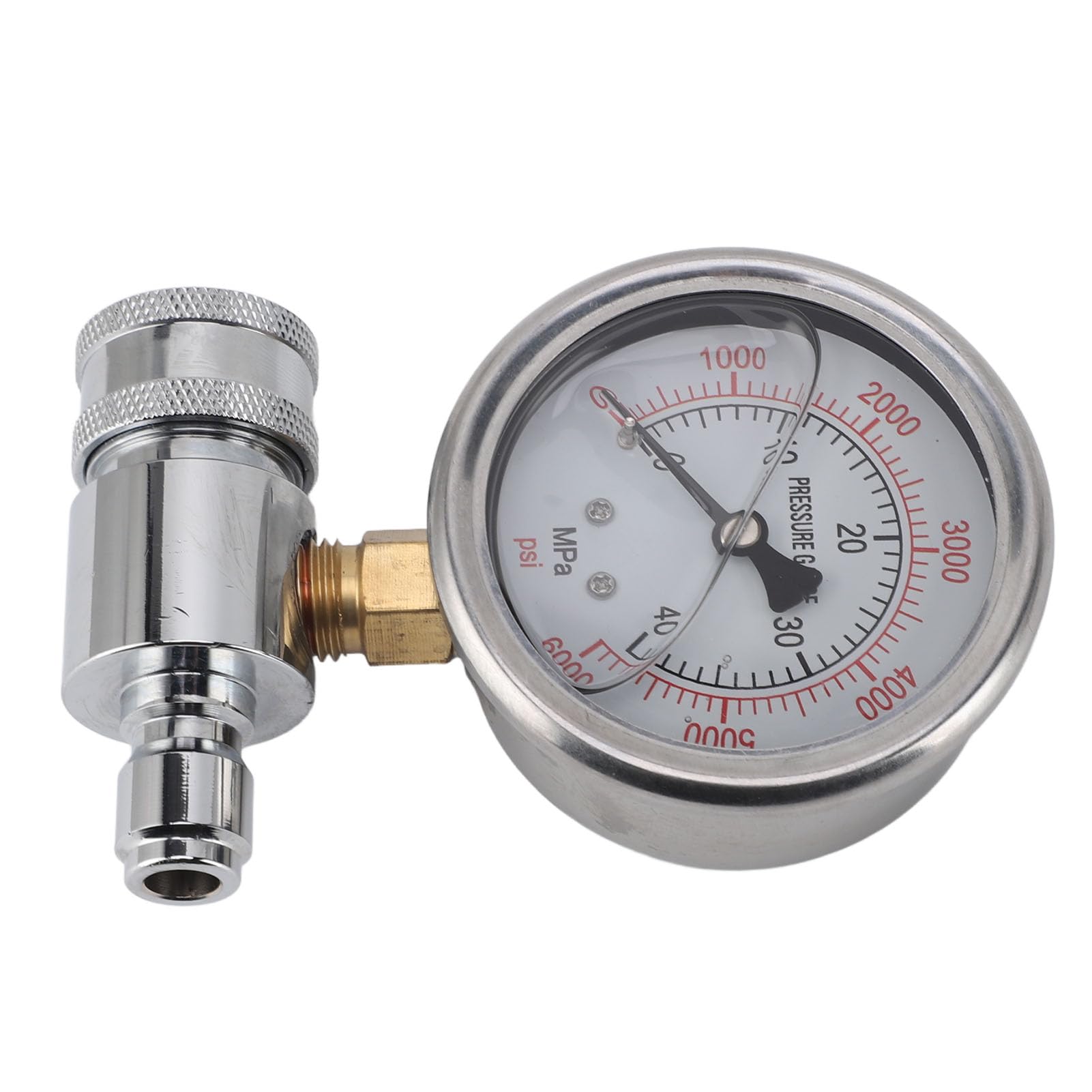 Druckwaschgerät-Manometer 6000 psi, Hochdruckreiniger-Zubehör mit 3/8-Zoll-Schnellkupplung, Druckmanometer aus Edelstahl für Autowaschanlagen und Reinigungsgeräte