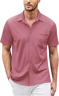 Long Sleeve Tee Shirts for Men, Work Summer Short Sleeve Shirt Men Funny Floaty Cozy Soli Shirt Cotton Cozy V Neck Tops Mens Pink