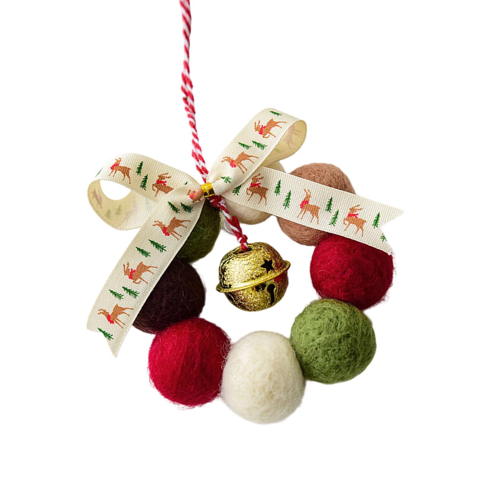 Artisanal Miniature Holiday Ornament Feature Textured Felt and Chiming Bells Ideal for Christmas Home Decoration Miniature Christmas Hanging Decors