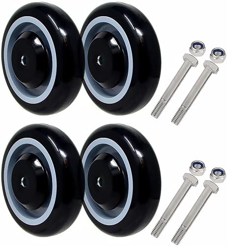 SYRATION - Paquete de 4 piezas de poliuretano escalonado y cara completa de banda de rodadura con doble rodamiento de bolas, 1000 libras de