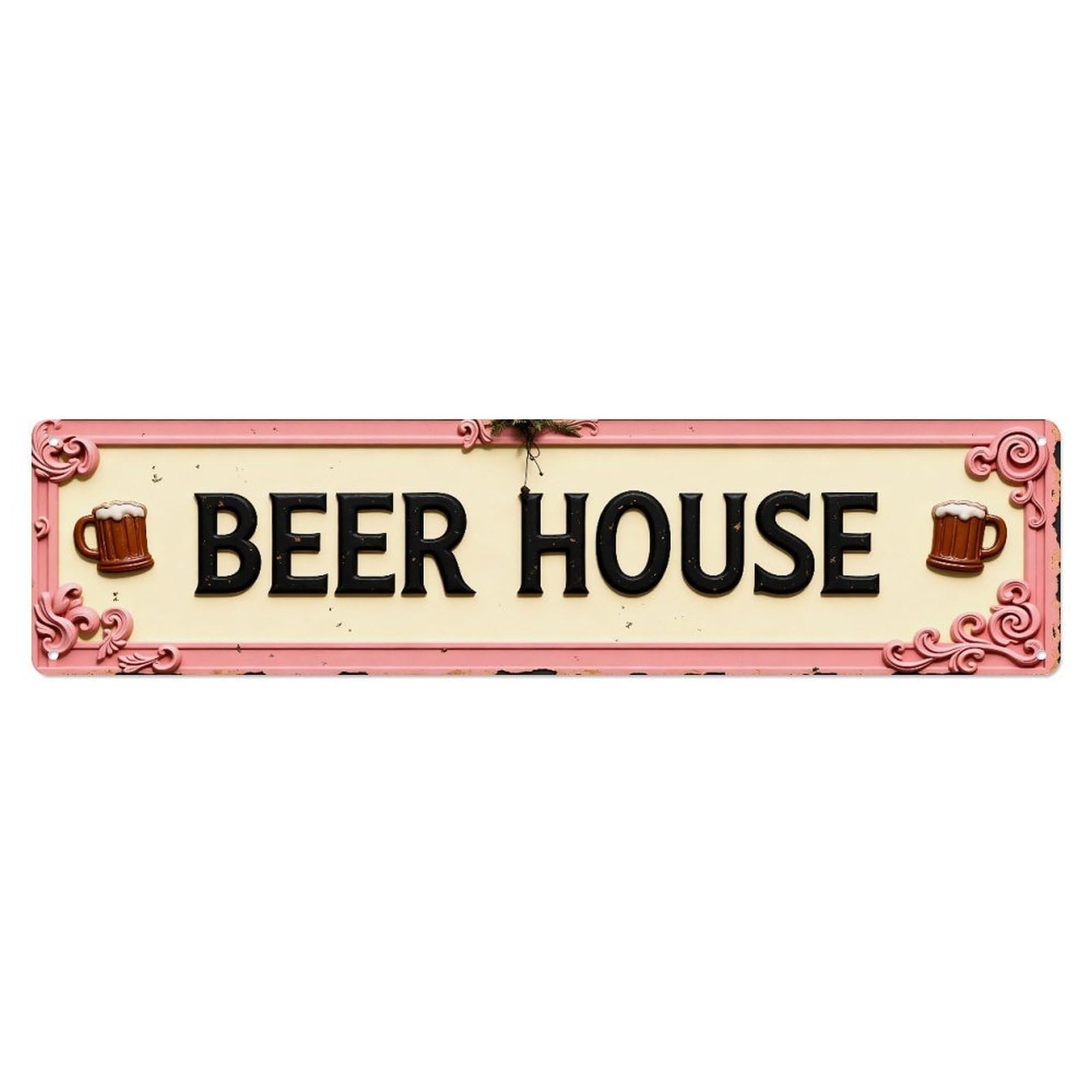 Beer House Sign With Mugs Metal Tin Sign Plaque