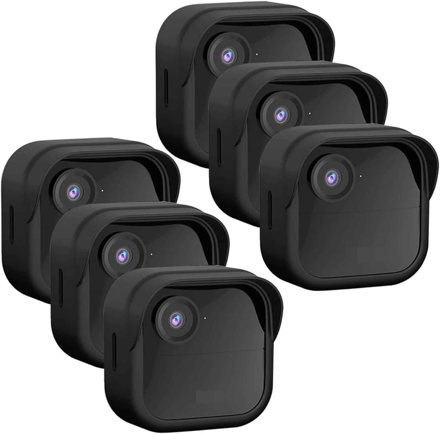 Silicone Case Cover for All-New Blink Outdoor 4 (4th Gen), Weatherproof Protective Skin Cover with Hat Brim, 6 Pack, Black