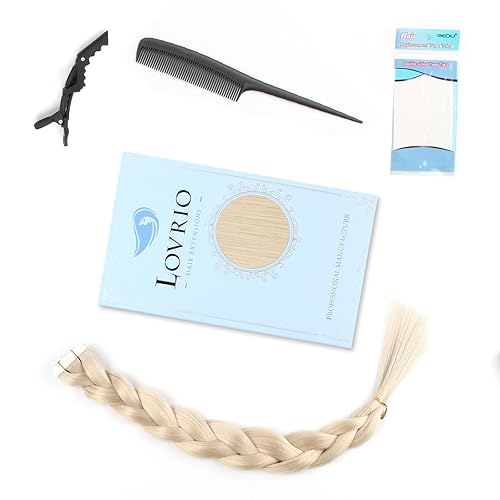 Miniatura 8 de Extensiones de cabello humano Remy liso con cinta adhesiva de 16 pulgadas, 20 unidades, 1.76 onzas, rubio platino 60