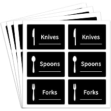 dealzEpic - Black Cutlery Sign Stickers - Self Adhesive Peel and Stick Labels for Marking Forks, Spoons and Knives Storage