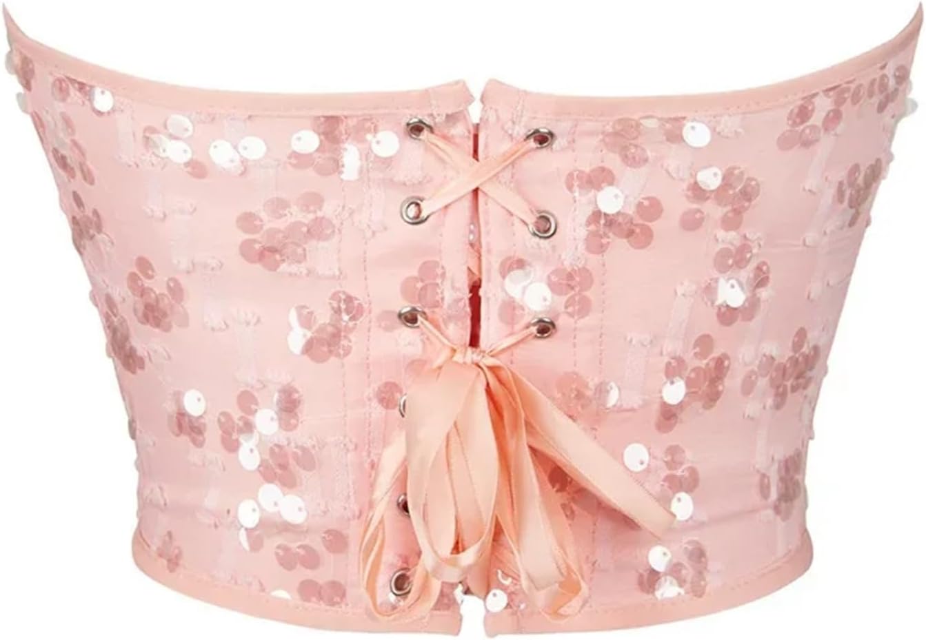 Women's sequined tight corset full and exposed navel top