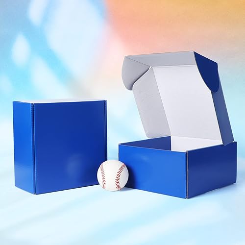 Miniatura 5 de PHAREGE - Cajas de envío de regalo de 8 x 8 x 4 pulgadas, paquete de 25 cajas de correo azules con pestañas de bloqueo para embalaje de pequeñas