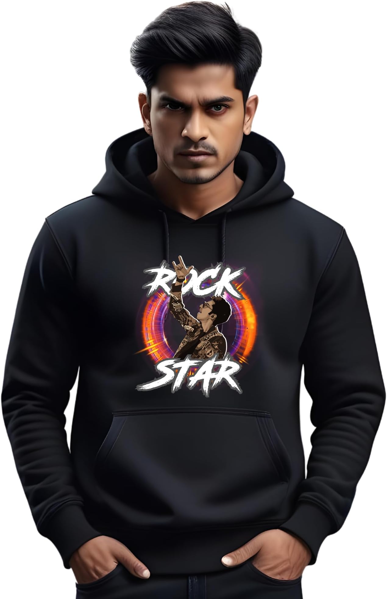 Printed Hoodies for Men and Women - Full Sleeve Hoodies- Cowl Neck Hoodies - Hoodies (Rock Star Anirudh)