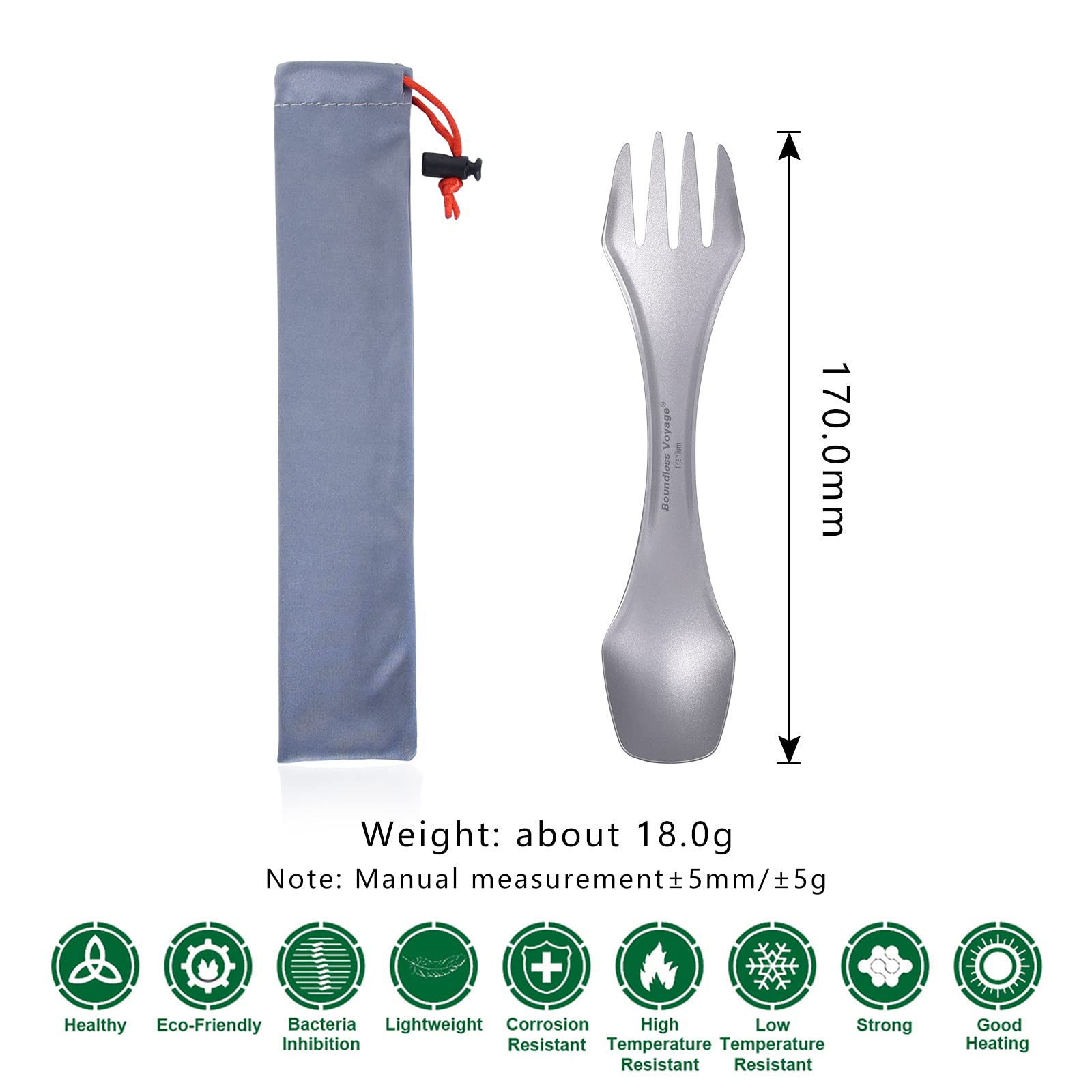 Set Posate Da Campeggio In Titanio Quitte Outfitters - 3 Pezzi: Coltello, Cucchiaio, Forchetta