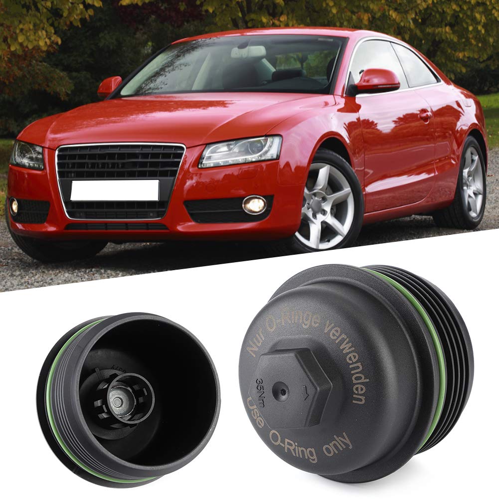 Cubierta de la tapa de la carcasa del filtro de aceite del motor Reemplazo directo OEM 057115433A Plástico ABS duradero Negro a temperaturas extremas debajo del capó para Phaeton