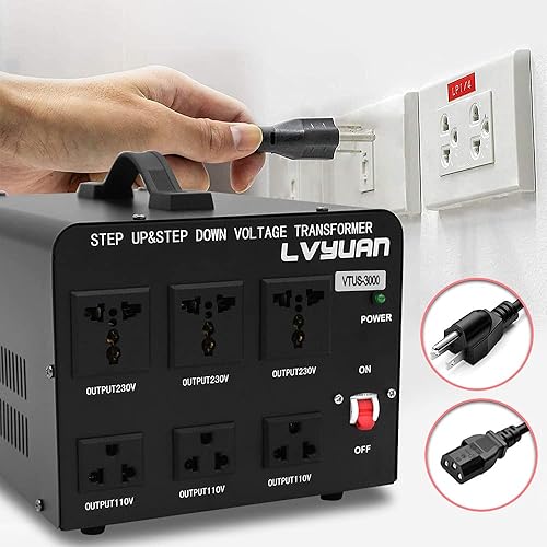 Miniatura 5 de LVYUAN Transformador de voltaje 3000 vatios Paso arribaabajo Convertir de 110-120 voltios a 220-240 voltios y de 220-240 voltios a 110-120 voltios