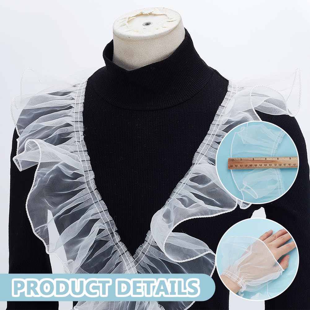 NBEADS 10 Yarda de Ribete de Encaje Plisado de Organza, Tela de Hilo Blanco con Volantes de 10.3cm para Accesorios de Ropa Apliques Y Parches