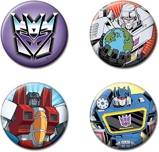 Ata-Boy Transformers Set of Four Collectible 1.25" Buttons - Decepticon, Megatron, Sound Wave, Star Scream