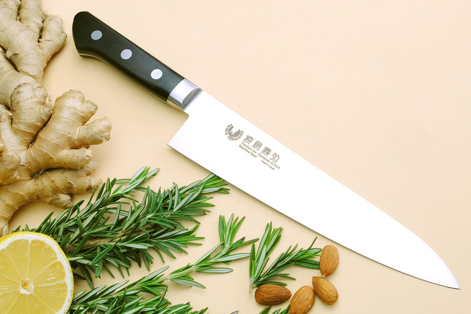 Yoshihiro INOX AUS10 Stain-Resistant Steel Ice Hardened Gyuto Chefs Knife (10.5'' (270mm))