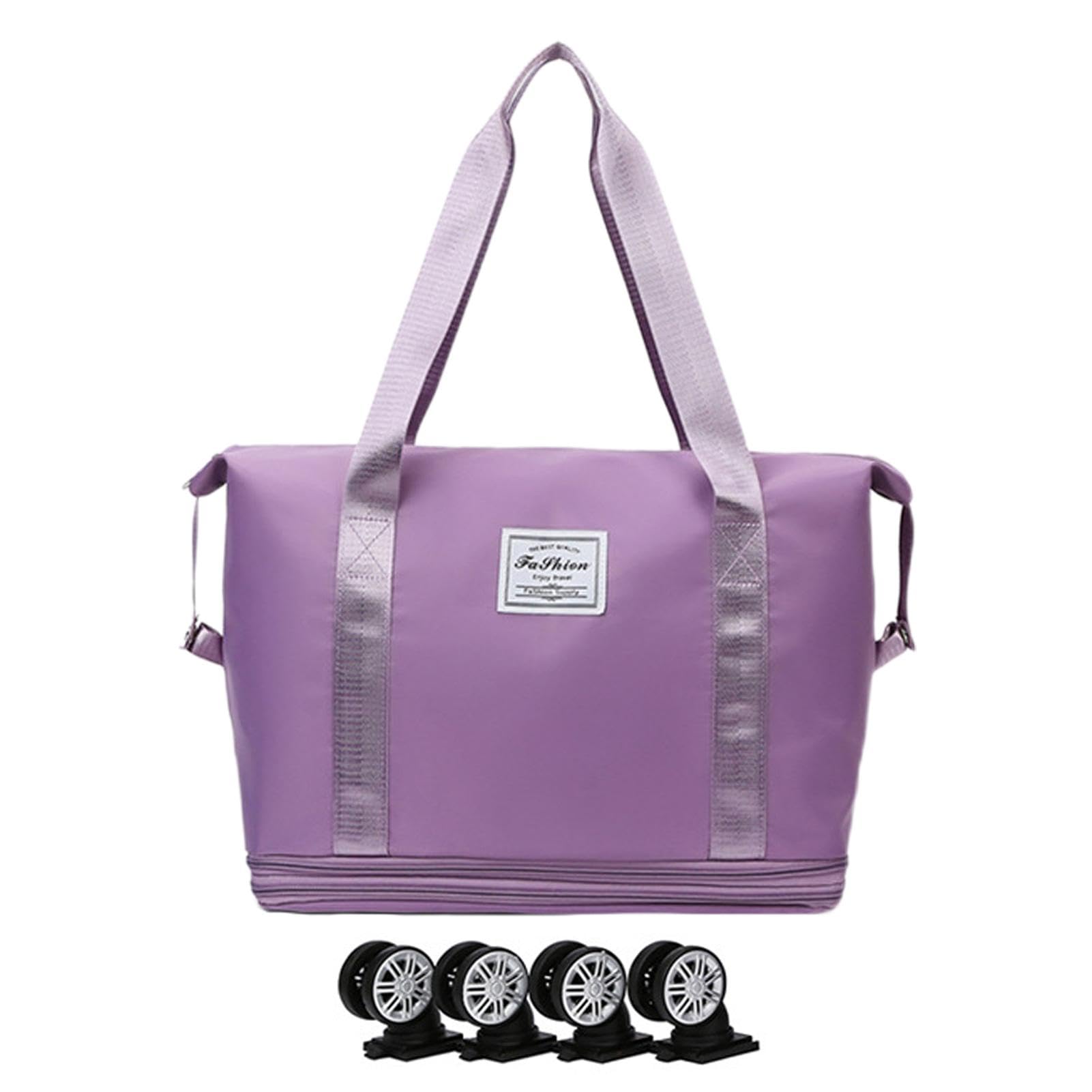 Borsa da viaggio pieghevole, impermeabile, con ruote staccabili | grande borsa da viaggio per viaggiare, 40 x 22 x 32 cm, Viola, Refer to description, Unisex
