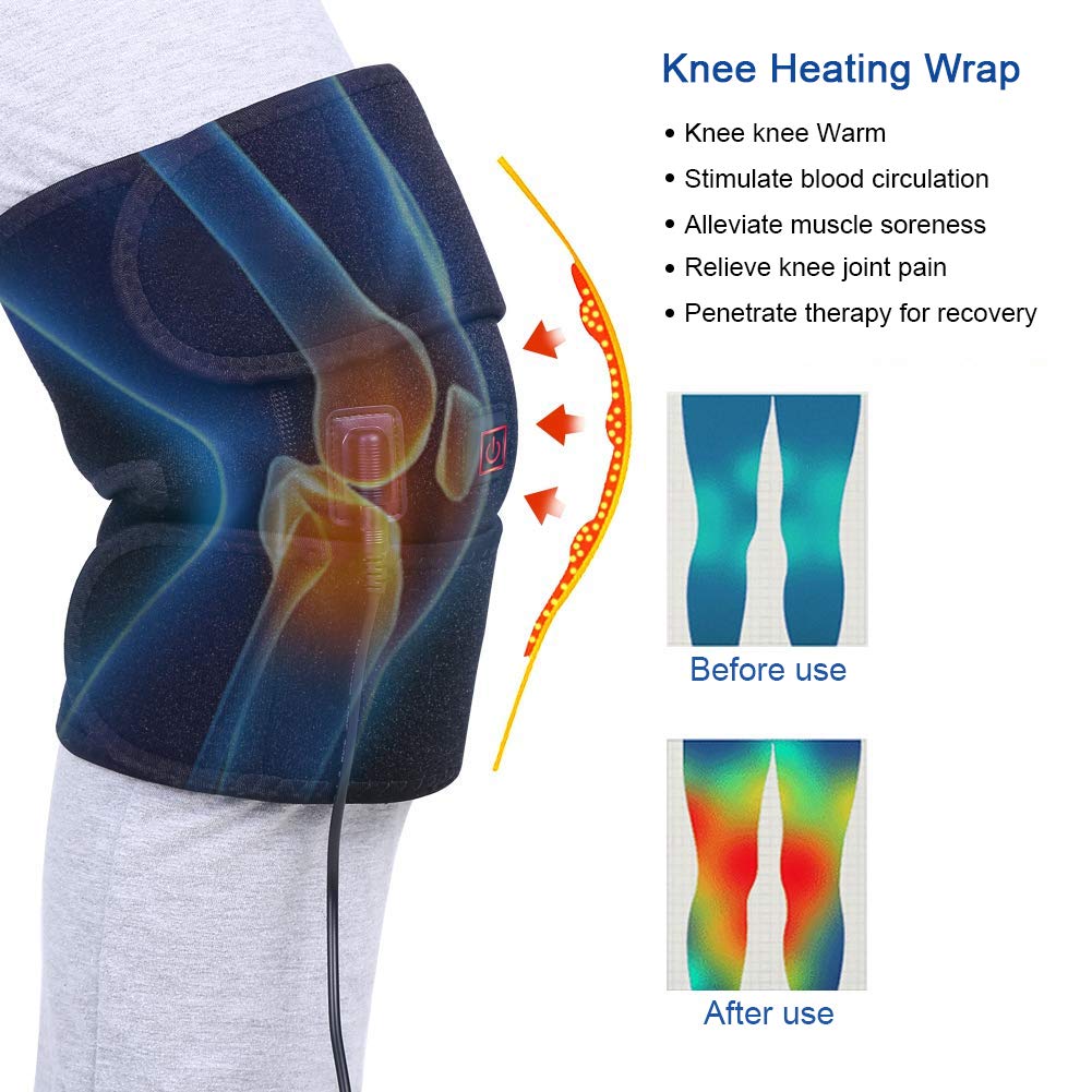 Knee Heating Pad, USB Heating Knee Brace Support for Arthritis, Heated Knee Wrap Thermal Therapy to Warm Joint Relief Pain of Knee Stiff, Arthritis, Strains, Fits Men and Women Knee Calf Leg Arm