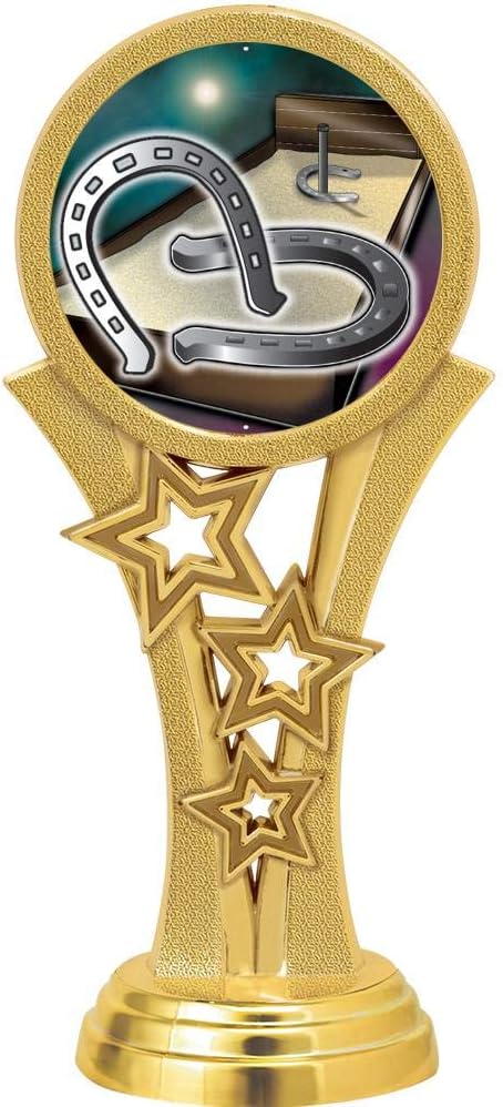 Horseshoes Trophies, 11" Blue Stars Horseshoes Trophy Award, Free Engraving Prime