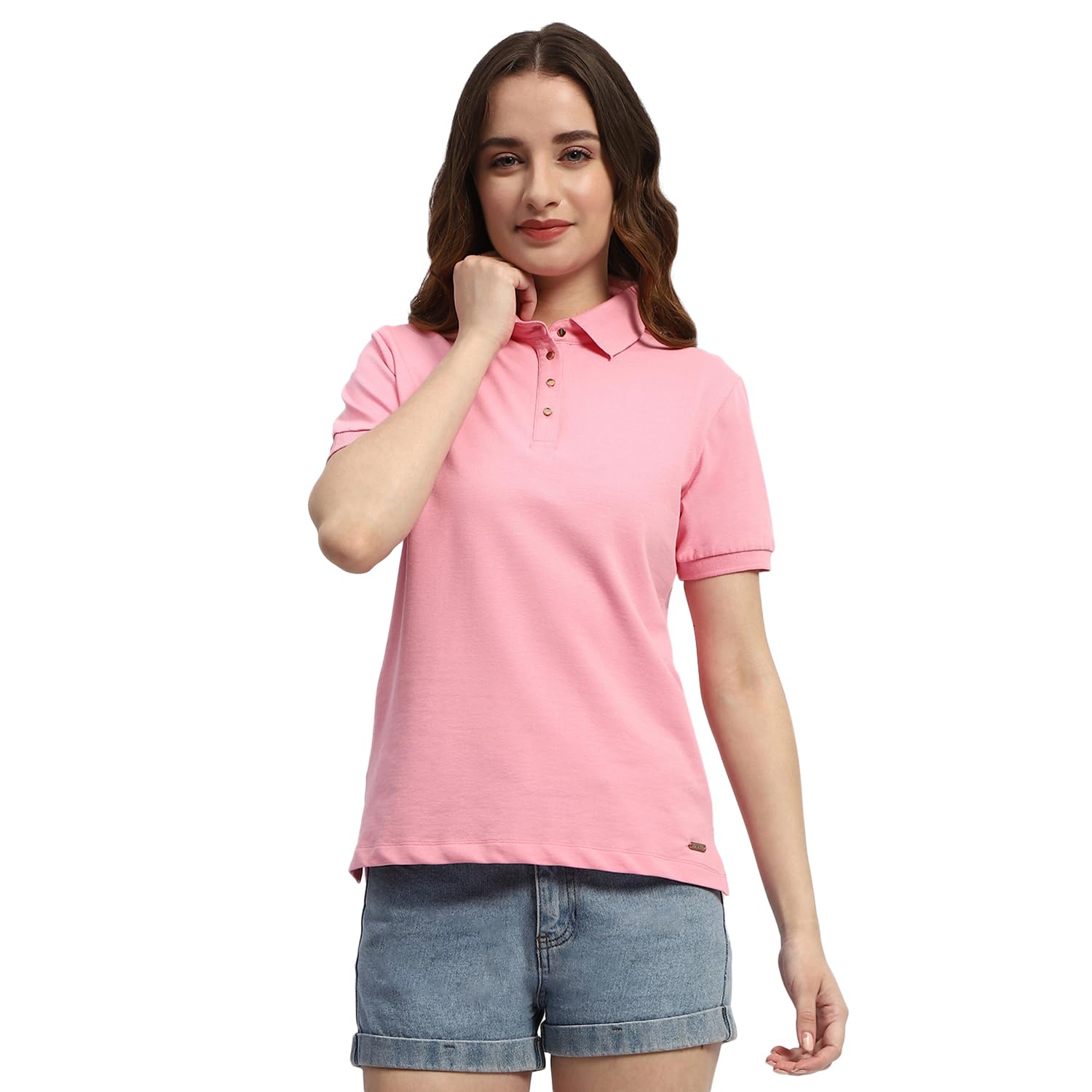 madame Solid Polo Neck T-Shirt-picture-25