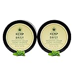 Premium Hemp Extract Daily Intensive Cream - Hand, Shoulder, Back, Knee, Foot Topical Rub Moisturizing Lotion - Organic | 1.7 Ounces (Classic Mint, Pack of 2)