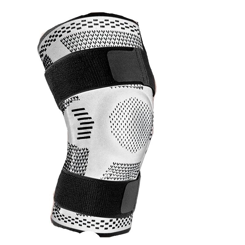 Sport-Knieschützer for Knieschmerzen, Meniskusriss, Verletzungswiederherstellung mit Seitenstabilisatoren, Patella-Gel-Kniestütze, Kompressionsmanschette (Color : Light Grey, Size : XL)