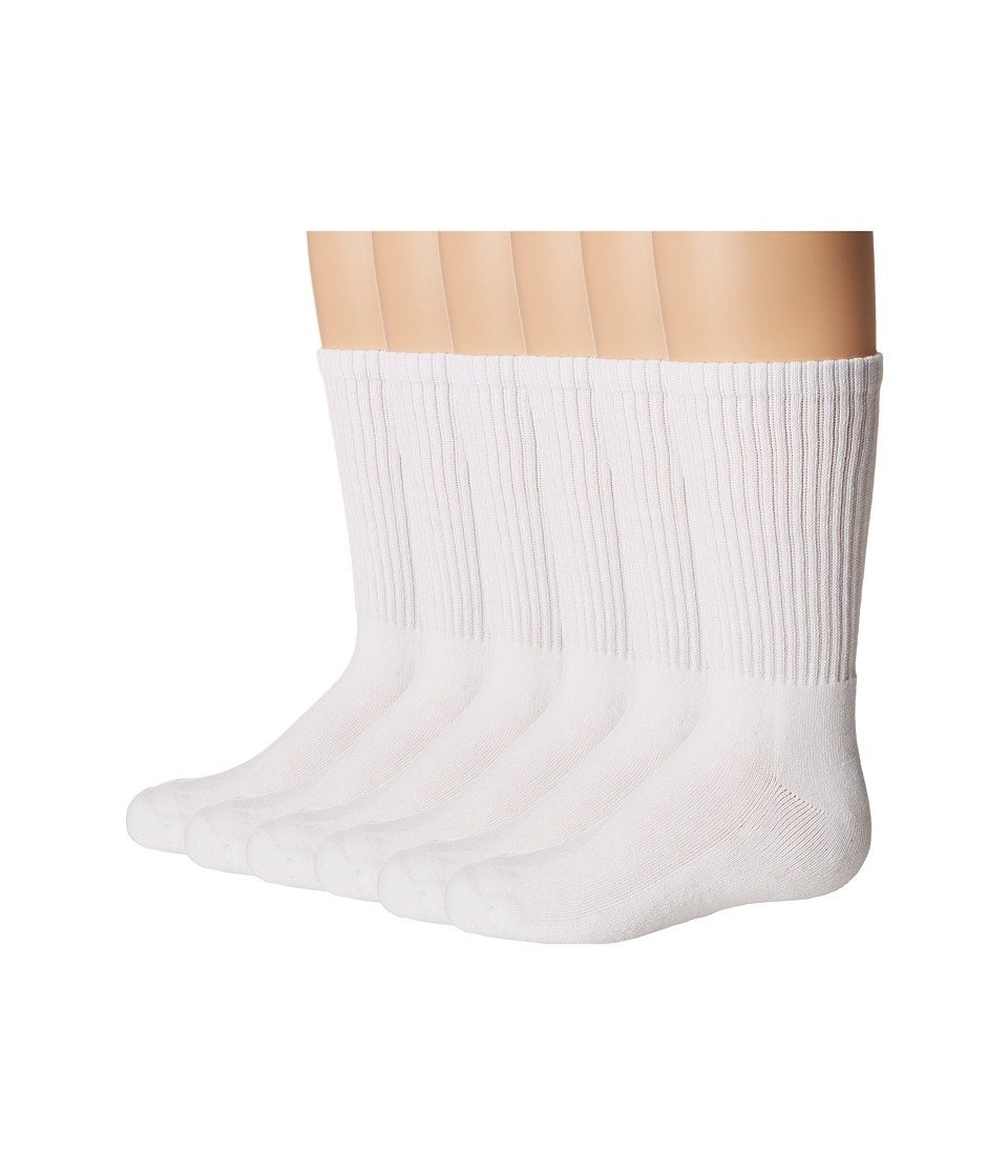 Jefferies Socks Baby Boy's Seamless Sport Crew Half Cushion 6 Pack (Infant/Toddler/Little Kid/Big Kid/Adult) White Large