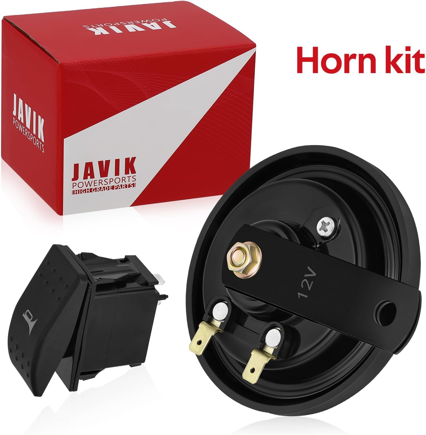 JAVIK 12V Horn with Switch Kits for Kawasaki Mule PRO-MX KAF700 2019 2020 2021 2022 2023 2024 O.E.M# 99994-2173 99994-1176