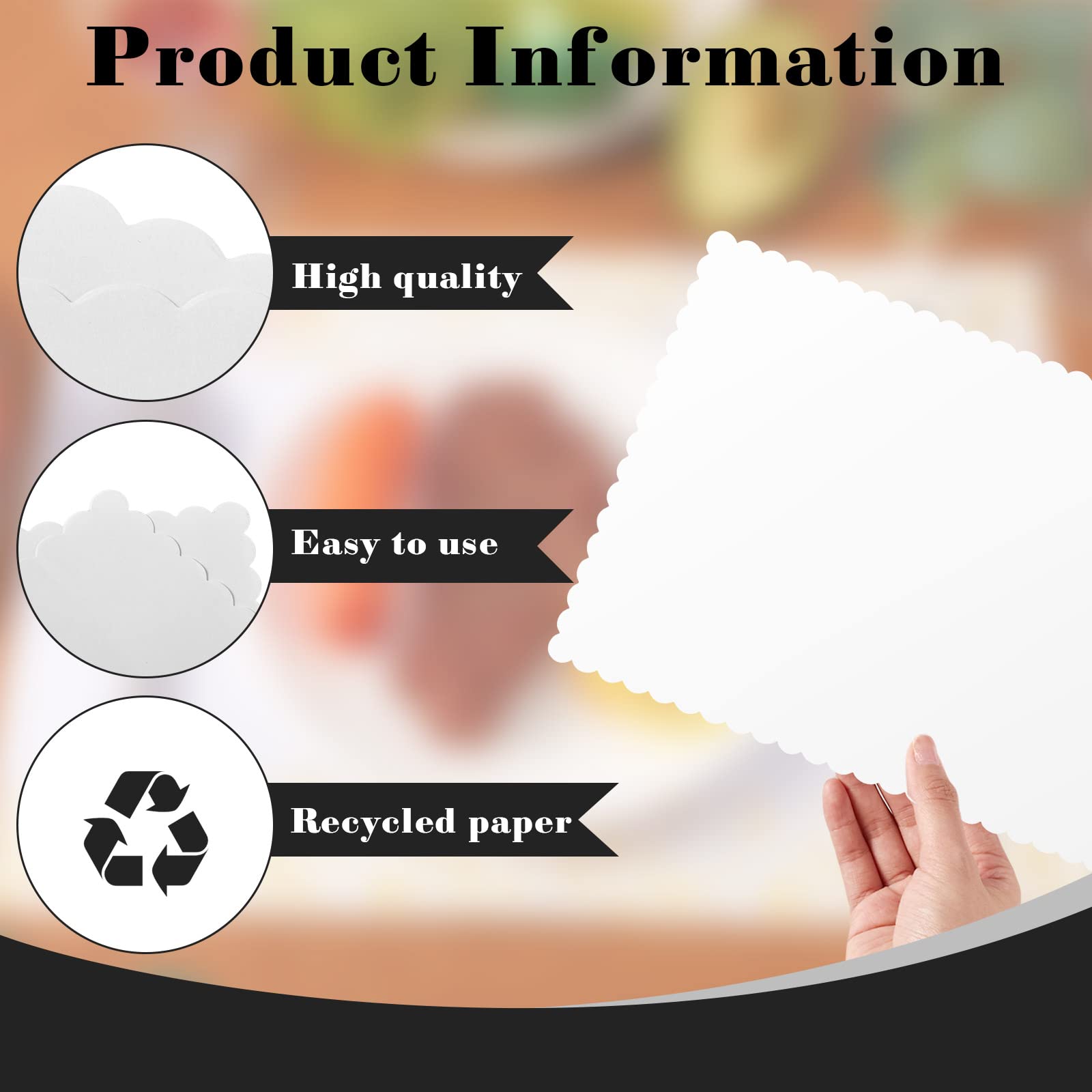 Sabary 400 manteles individuales de papel desechables de Navidad blancos de 14.6 x 10.2 pulgadas con borde ondulado, manteles individuales de papel a granel para invierno, Navidad, fiesta, en blanco