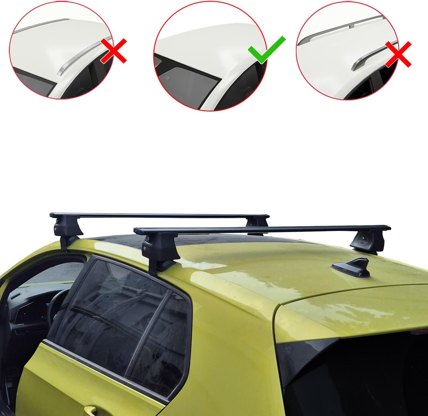Compatible with Volkswagen Golf 8 (CD1) 2020-2026 ACE-4 Car Roof Rack Cross Bar Black Aluminium 2 Bars