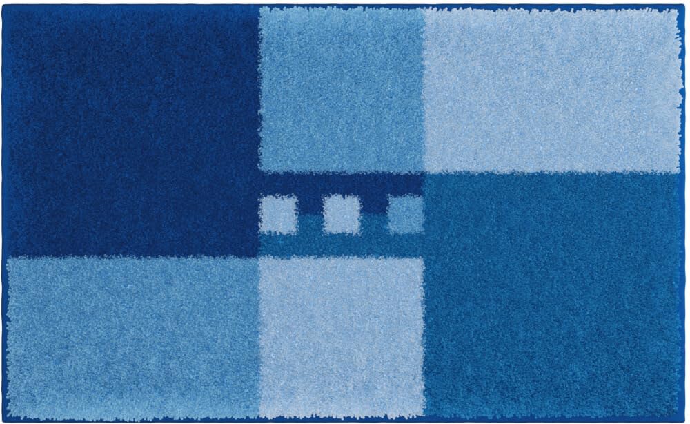 Linea Due bath rug, ultra soft and absorbent, anti slip, MERKUR, 60x100 cm, blue