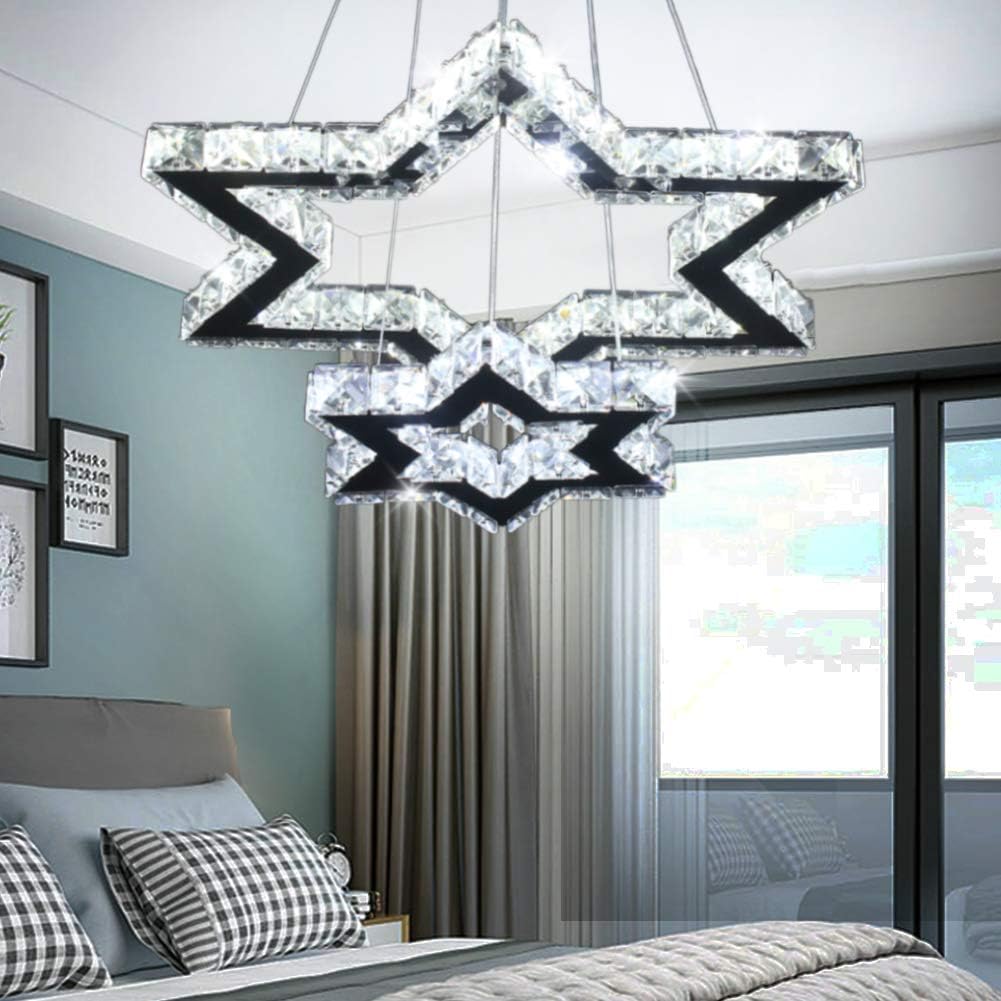 Prоmо 40% оƒƒ Cainjiazh Crystal Chandeliers 2 Rings Polygon Ceiling Light Fixture Modern Led Pendant Lighting for Bedroom Living Room Dining Room Hallway Bar Adjustable Stainless Steel Hanging Lamp Buу 2 gеt 3 Cainjiazh Crystal Chandeliers 2 Rings Polygon Ceiling Light Fixture Modern Led Pendant Lighting for Bedroom Living Room Dining Room Hallway Bar Adjustable Stainless Steel Hanging Lamp