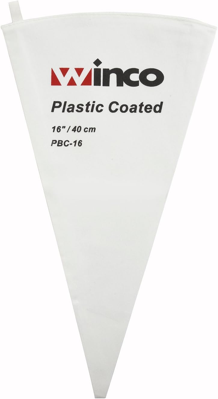 Winco Pastry Bag Cotton with Plastic Coating, 16-Inch, Medium, White