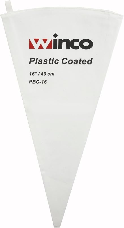 Winco Pastry Bag Cotton with Plastic Coating, 16-Inch, Medium, White | Comfortable grip, Prevents leaks, Great for Icing, Frosting, Pastries and Cake Decorating