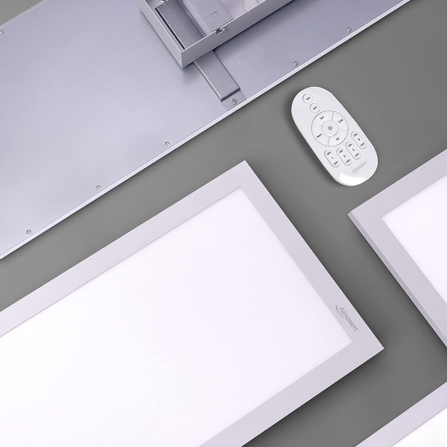 Aimosen Dimmable LED Panel de Luz de Techo 100x25cm con Mando a Distancia,2pcs 28W Panel de Techo con Luz Fuerte Luminosidad, 2700K-6500K Lámpara de Techo Delgado para la Oficina Taller Sala de Estar