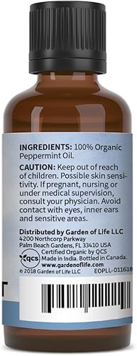 Miniatura 5 de Garden of Life Aceite esencial, menta 1 fl oz (1.0 fl oz), 100% USDA orgánico y puro, sin diluir y sin OMG  para difusor, aromaterapia, meditación,