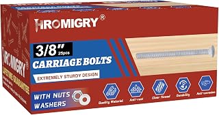 3/8" x 6" Carriage Bolts (25 PCS), Hot Dip Galvanized, Heavy Duty Round Head with Washers and Nuts