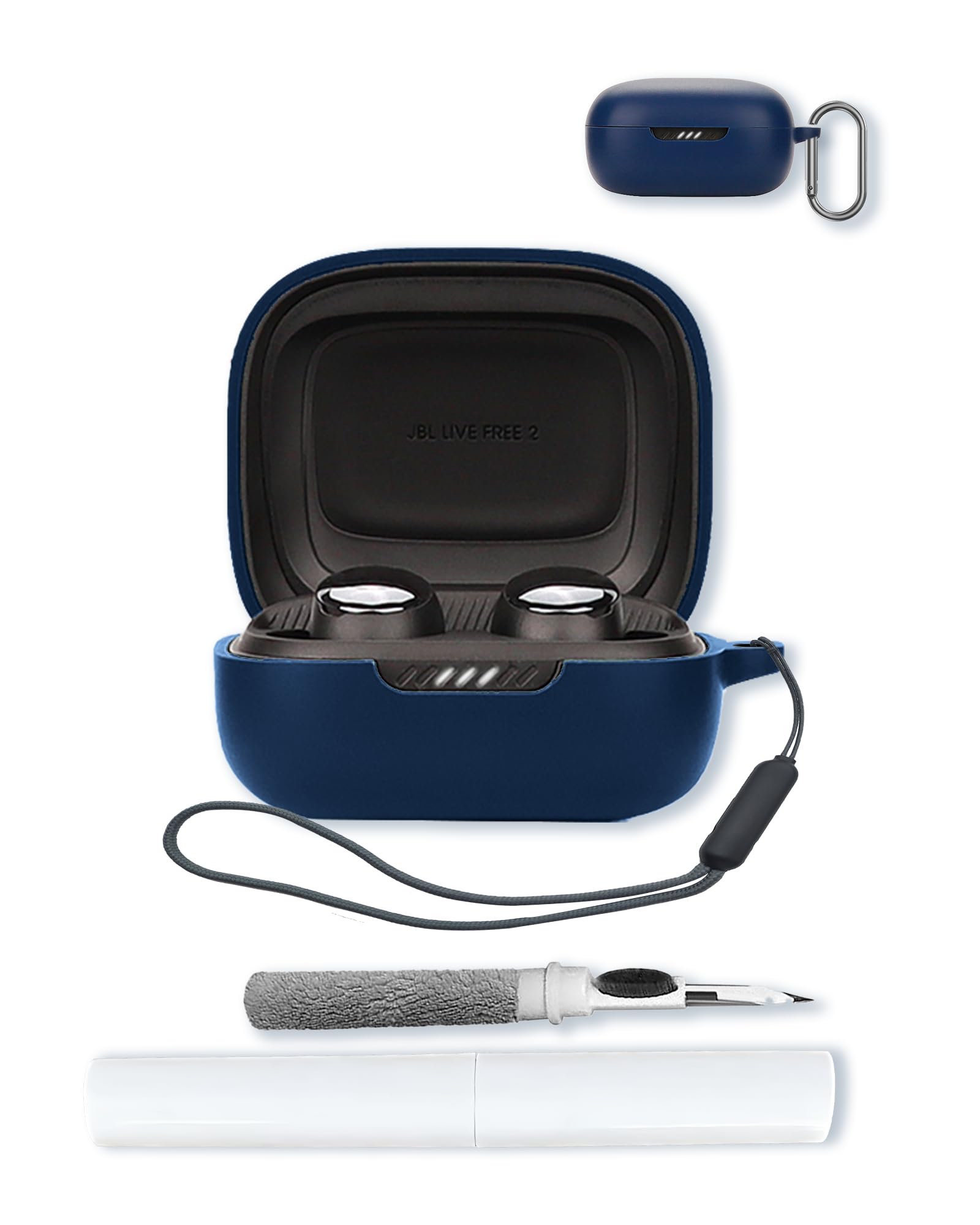 Case for JBL Live Pro 2 - True Wireless Noise Cancelling Earbuds,Soft Protective,Shockproof, BOVUGAC Silicone Case Cover with Keychain & Cleaning Kit