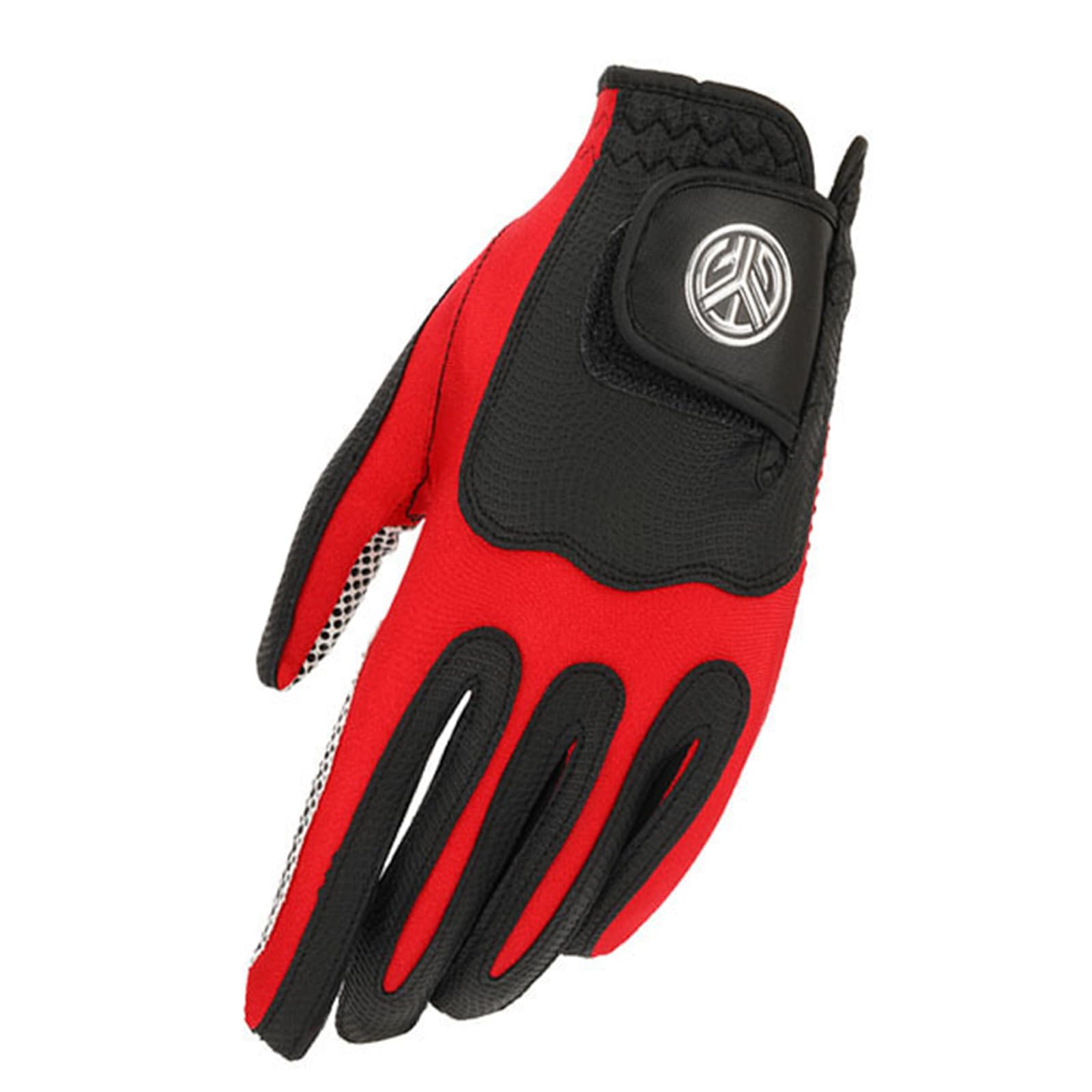 Gants de Golf pour Hommes en Silicone à Paume Unique Gauche Droite Anti-dérapant Gant Respirant en Cuir PU Confortable pour Cadeau de Golfeur 1 Pcs,Red Left,23(Length18cm)