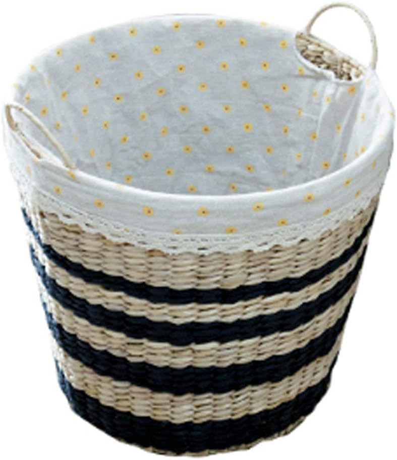 Storage Basket LQ Hamper Portable Laundry Frame Large Clothes Dirty Clothes Rattan Woven Straw Fabric Woven Bucket (Color : Style Two) (Style Two)