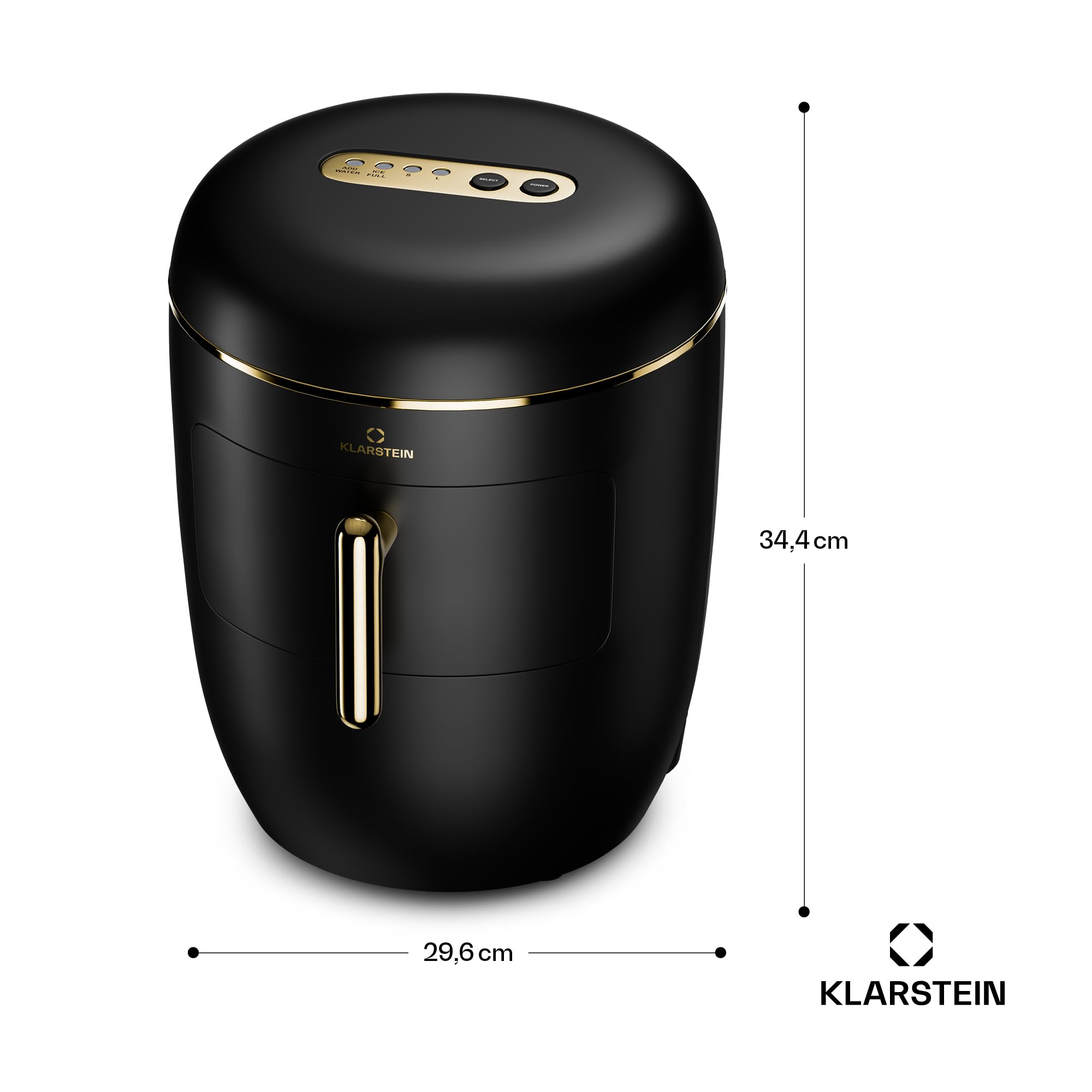 KLARSTEIN Macchina Ghiaccio 2.3L,Macchina del Ghiaccio Professionale,Fabbricatore Ghiaccio Secco fino a 15kg,Cubetti di Grandi e Piccole Dimensioni,Macchina Ghiaccio Casa Autopulente,Ice Maker,Oro