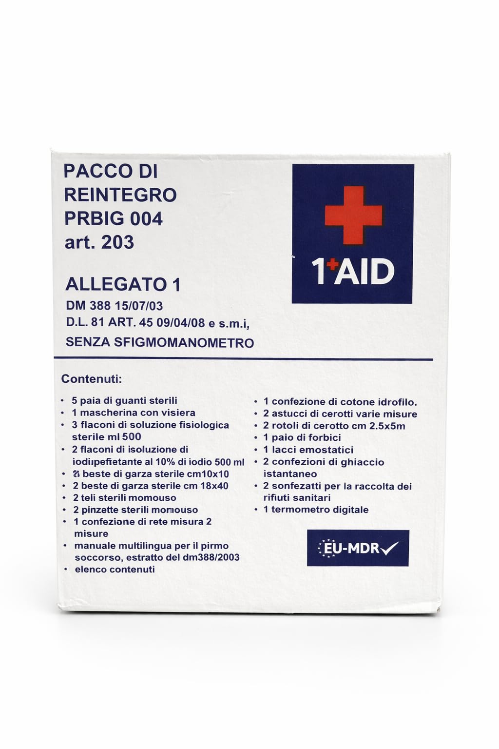 Pacco Reintegro Cassetta Pronto Soccorso All.1 DM 388 per Aziende con 3 o più Dipendenti – Kit Completo Obbligatorio per Luoghi di Lavoro – Conformità Normativa Sicurezza Aziendale