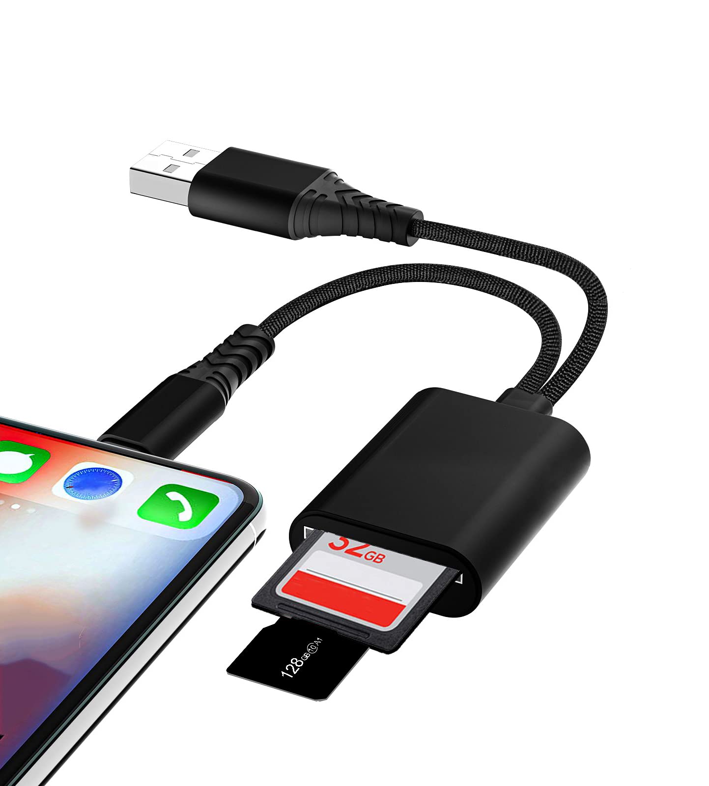 SD Card Reader for iPhone iPad, Jiadou 4 in 1 SD Card Reader USB and Micro SD Card Reader Compatible with iPhone iPad iPod Windows Mac OS Desktop, Laptop, Computer PC, PS5 PS4 PS3