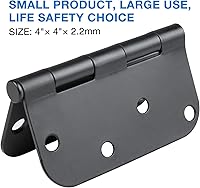 Vista 7 de Paquete de 12 bisagras negras mate para puertas exteriores de 4 pulgadas, bisagras para puertas negras mate de 4 pulgadas, bisagras negras