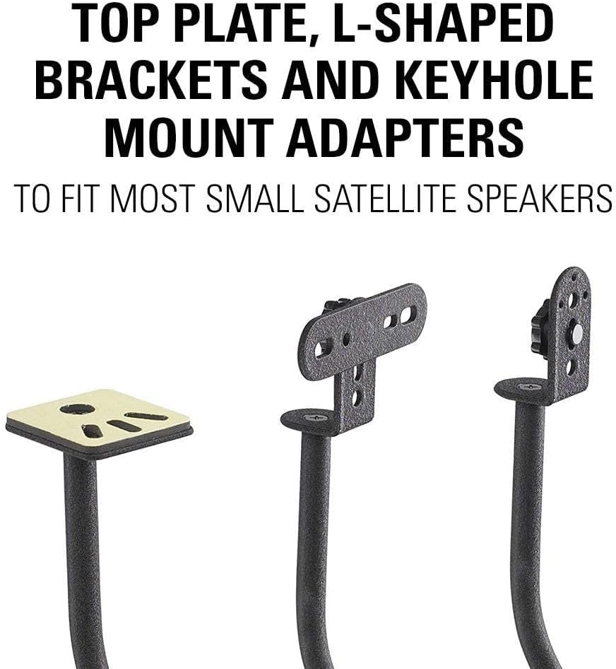 SANUS Adjustable Height Speaker Stand - Extends 28" to 38" - Holds Satellite & Small Bookshelf Speakers & SANUS Soundbar Mount with Height & Depth Adjust