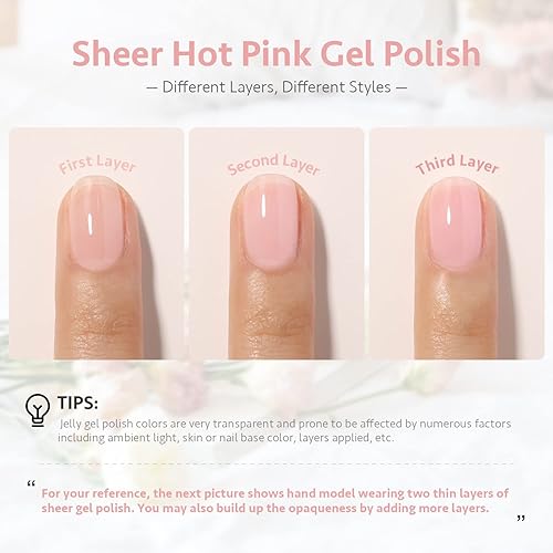 Miniatura 9 de GAOY Hot Pink Gel Nail Polish, 16ml Soak Off UV Light Cure Gel Polish for Nail Art DIY Manicure at Home, Color 1527