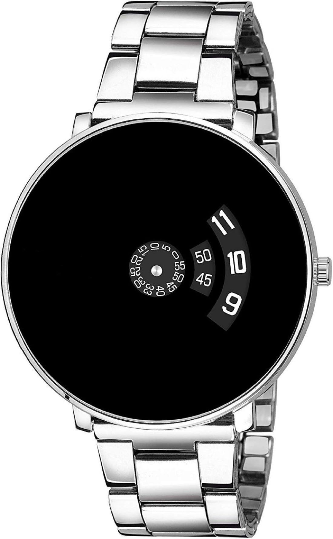 GIFFEMANS Mens Rotating Dial Stainless Steel Analog Quartz Watch - Silver Black (B0CLF5RTH3) Amazon Price History, Amazon Price Tracker