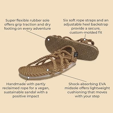 Nomadic State of Mind Global Nomad Rope Sandals, Handmade Shoes, Non-Slip Sole, Sustainable & Vegan, Lightweight & Adjustable, Men Women Unisex